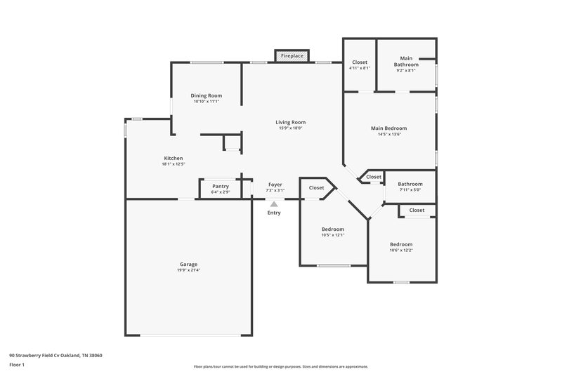 1,565/Mo, 90 Strawberry Field Cv Oakland, TN 38060 Floor Plan View