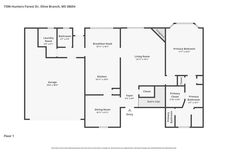 2,245/Mo, 7396 Hunters Forest Dr Olive Branch, MS 38654 Floor Plan View