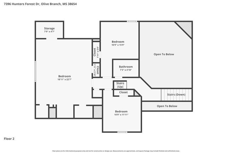 2,245/Mo, 7396 Hunters Forest Dr Olive Branch, MS 38654 Floor Plan View 2