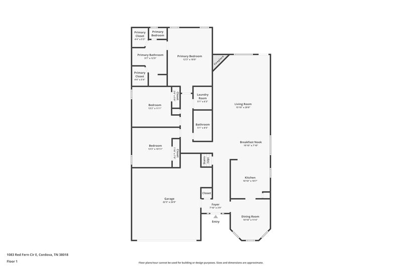 2,280/Mo, 1083 Red Fern Cir E Cordova, TN 38018 Floor Plan View