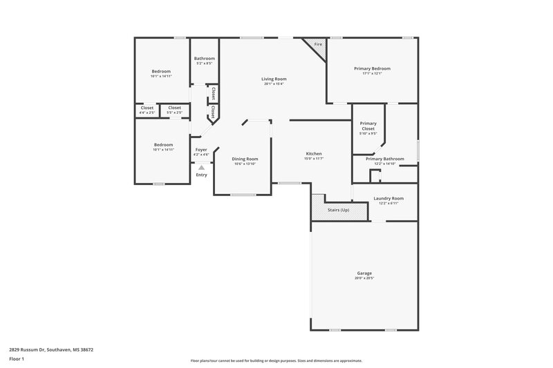 1,975/Mo, 2829 Russum Dr Southaven, MS 38672 Floor Plan View 2