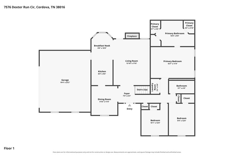 2,145/Mo, 7576 Dexter Run Cir Cordova, TN 38016 Floor Plan View