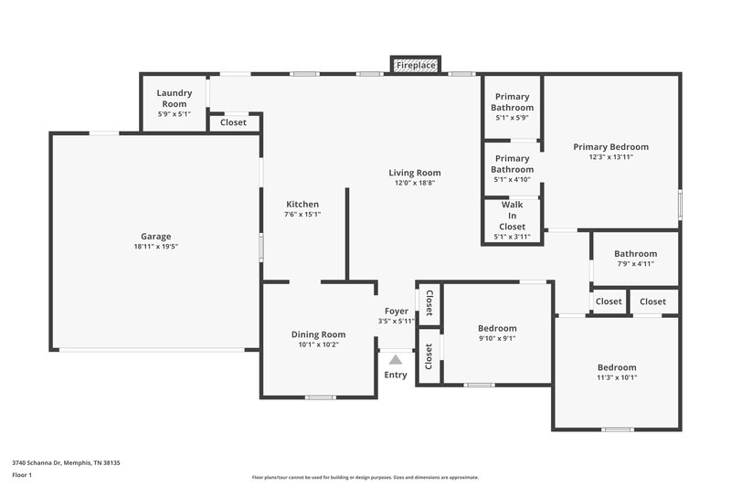 1,620/Mo, 3740 Schanna Dr Memphis, TN 38135 Floor Plan View