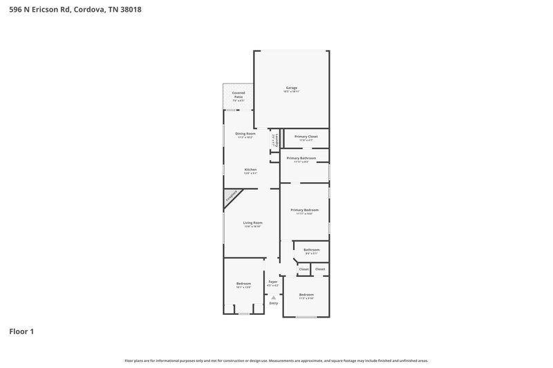 1,740/Mo, 596 N Ericson Rd Cordova, TN 38018 Floor Plan View