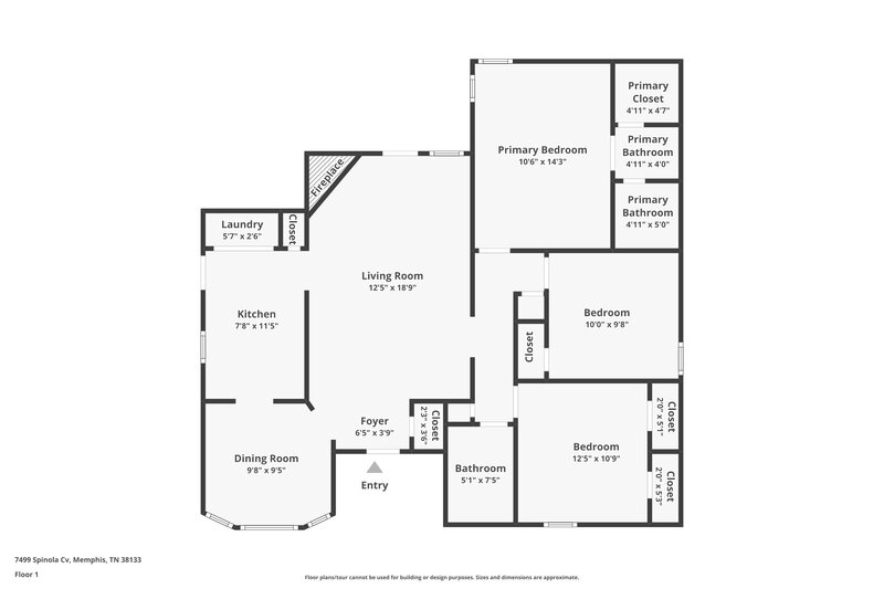 1,470/Mo, 7499 Spinola Cv Memphis, TN 38133 Floor Plan View