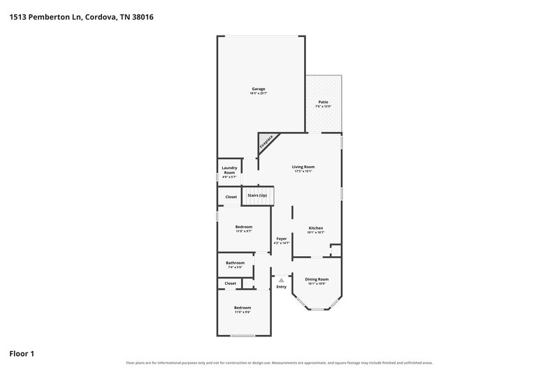 1,690/Mo, 1513 Pemberton Ln Cordova, TN 38016 Floor Plan View