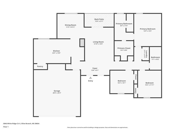 1,790/Mo, 5846 White Ridge Circle E Olive Branch, MS 38654 Floor Plan View
