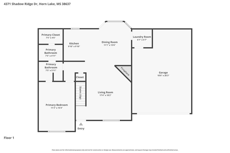 1,960/Mo, 4371 Shadow Ridge Dr Horn Lake, MS 38637 Floor Plan View