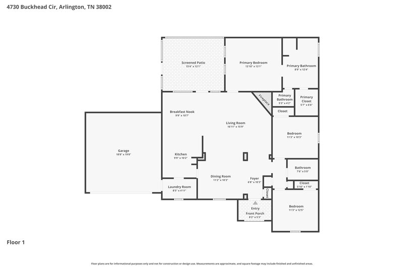 2,000/Mo, 4730 Buckhead Cir Bartlett, TN 38002 Floor Plan View