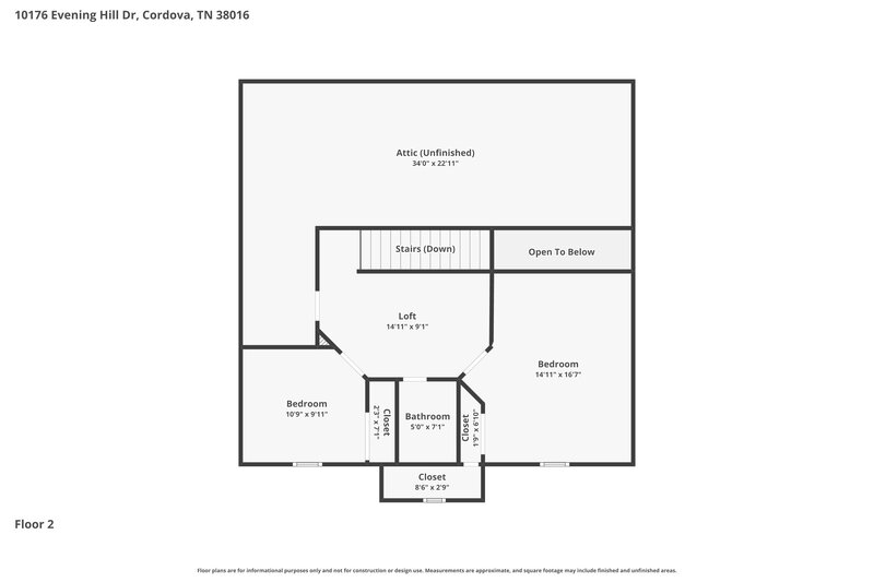 1,770/Mo, 10176 Eveninghill Dr Cordova, TN 38016 Floor Plan View 2