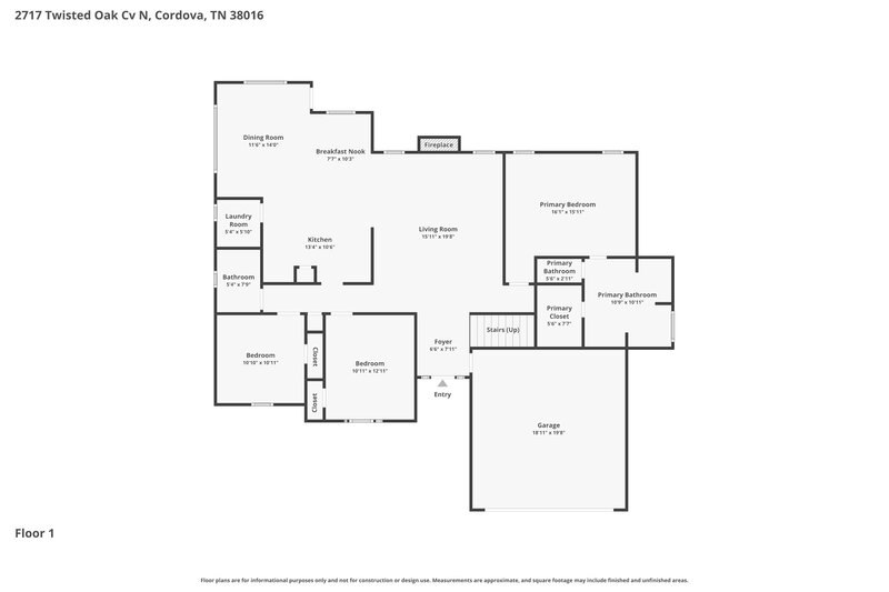 2,110/Mo, 2717 Twisted Oak Cv N Cordova, TN 38016 Floor Plan View
