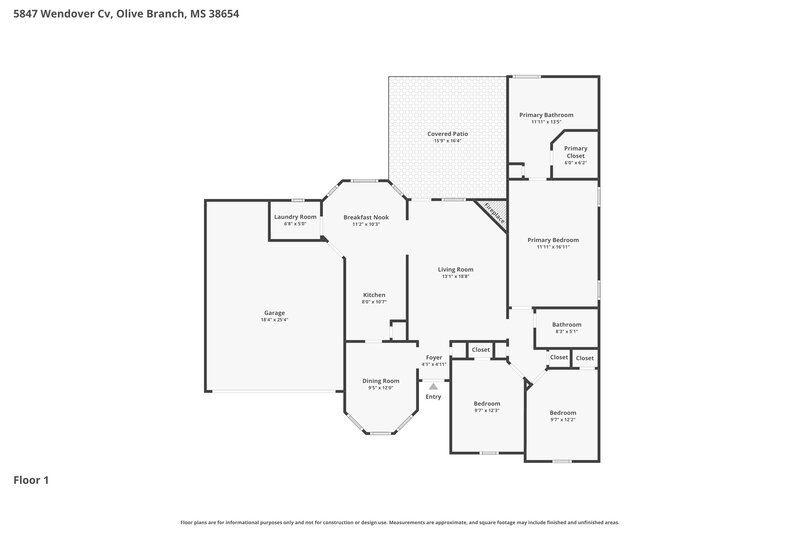 1,960/Mo, 5847 Wendover Cv Olive Branch, MS 38654 Floor Plan View