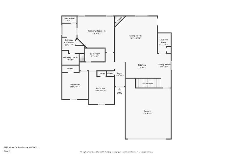 1,885/Mo, 2729 Miner Cv Southaven, MS 38672 Floor Plan View