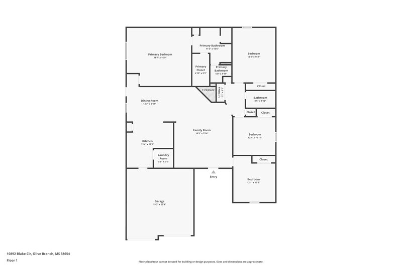 1,805/Mo, 10892 Blake Cir Olive Branch, MS 38654 Floor Plan View