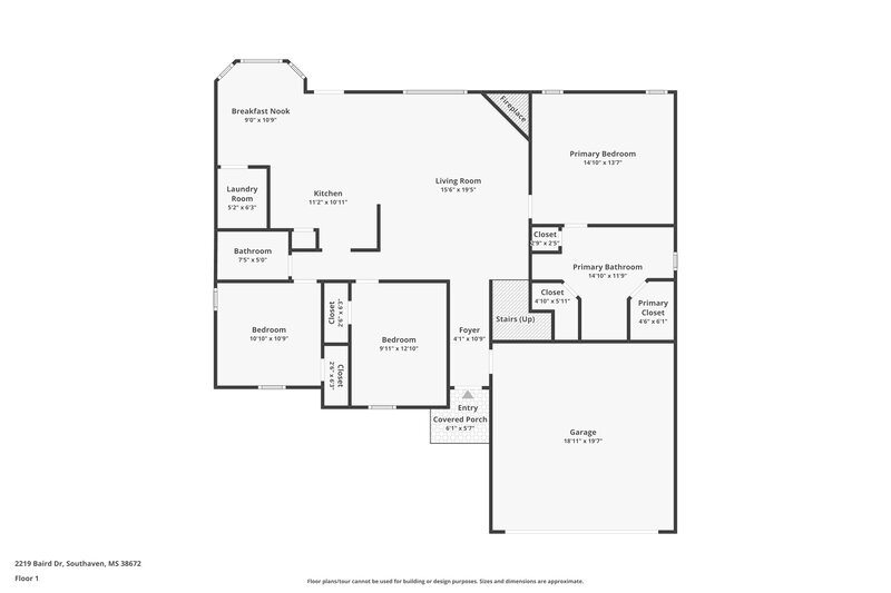 2,055/Mo, 2219 Baird Dr Southaven, MS 38672 Floor Plan View