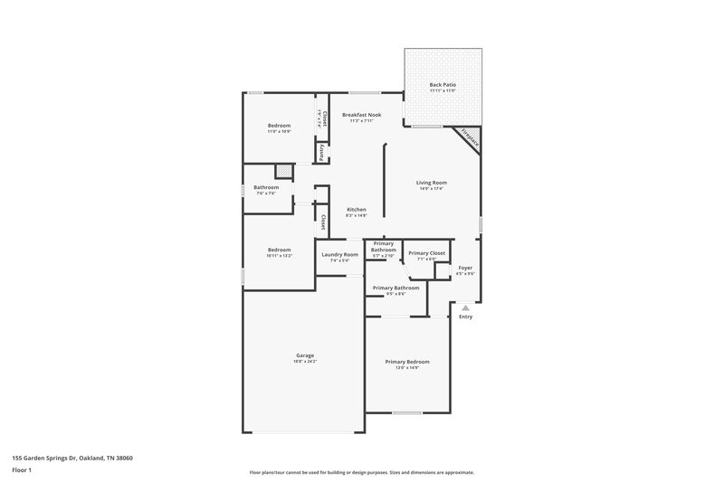 1,630/Mo, 155 Garden Springs Dr Oakland, TN 38060 Floor Plan View
