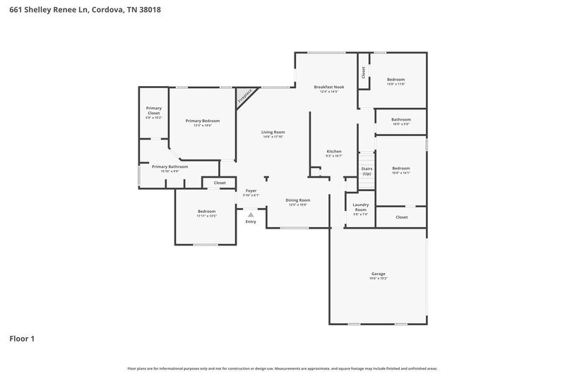 2,140/Mo, 661 Shelley Renee Ln Cordova, TN 38018 Floor Plan View