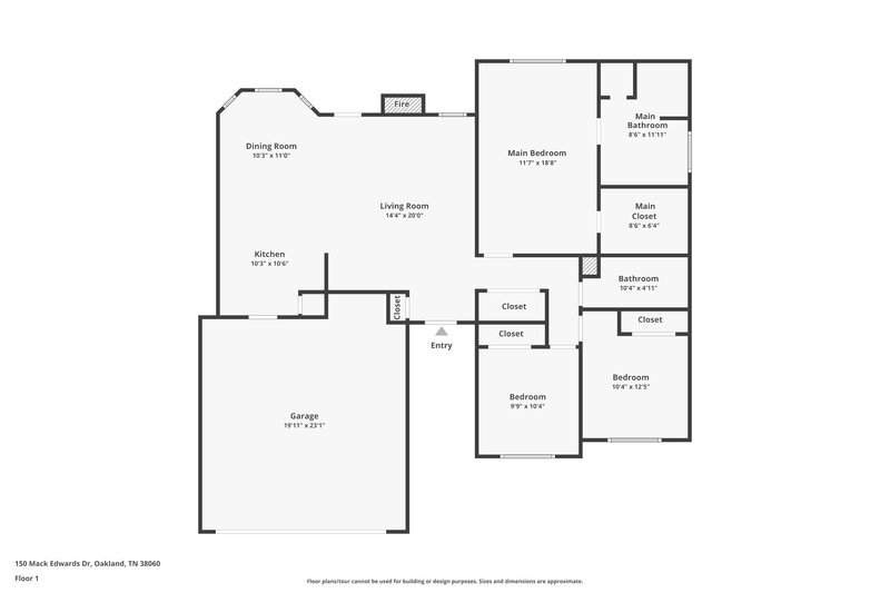 1,700/Mo, 150 Mack Edwards Dr Oakland, TN 38060 Floor Plan View