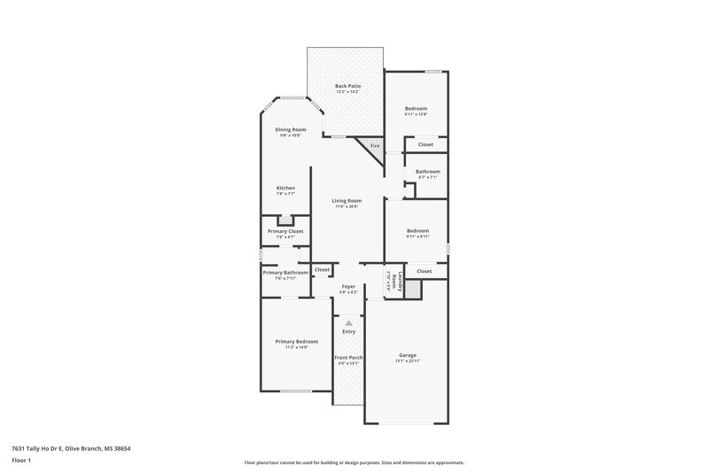 1,665/Mo, 7631 Tally Ho Dr E Olive Branch, MS 38654 Floor Plan View
