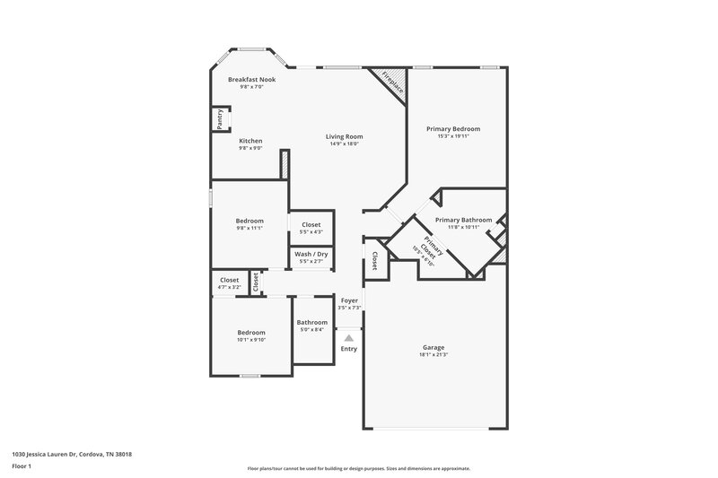 1,555/Mo, 1030 Jessica Lauren Dr Cordova, TN 38018 Floor Plan View