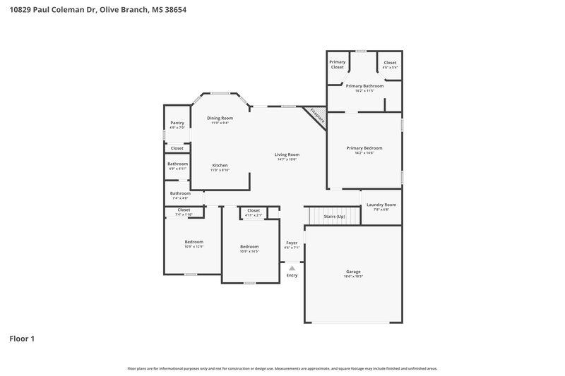2,305/Mo, 10829 Paul Coleman Dr Olive Branch, MS 38654 Floor Plan View