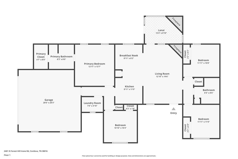 1,995/Mo, 2401 Forest Hill Irene Rd N Cordova, TN 38016 Floor Plan View