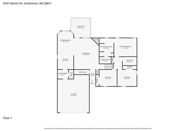 1,970/Mo, 8181 Martin Dr Southaven, MS 38671 Floor Plan View 3