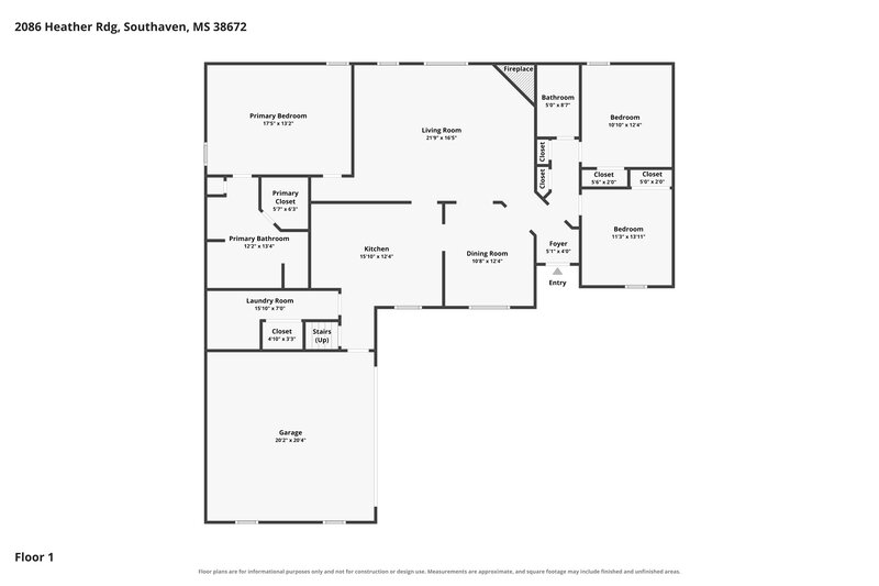 2,200/Mo, 2086 Heather Rdg Southaven, MS 38672 Floor Plan View