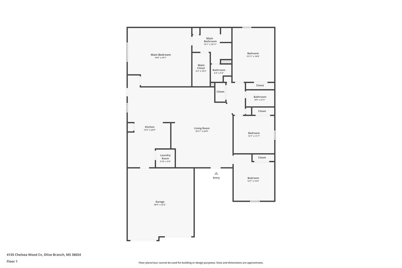2,095/Mo, 4135 Chelsea Wood Cv Olive Branch, MS 38654 Floor Plan View