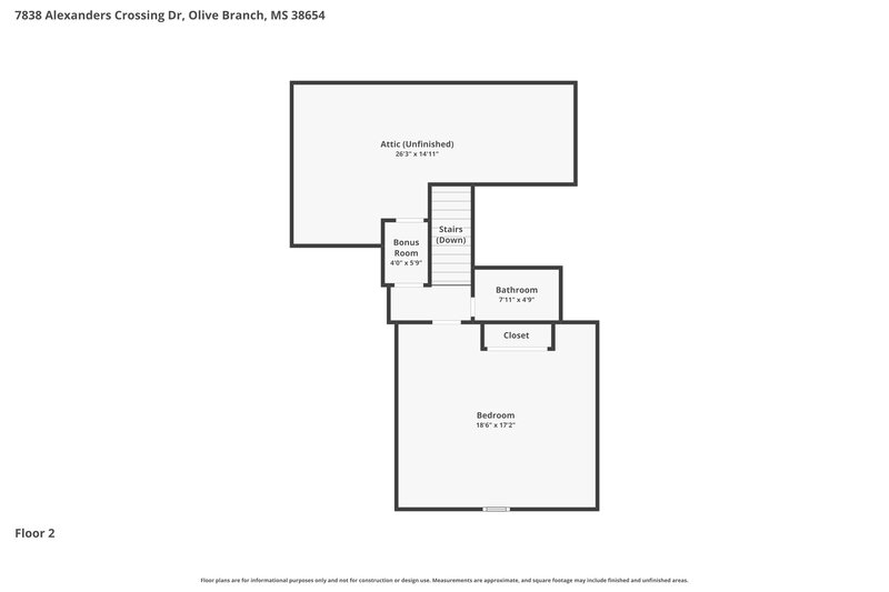 2,170/Mo, 7838 Alexanders Crossing Dr Olive Branch, MS 38654 Floor Plan View 2