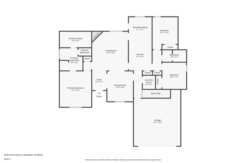 1,990/Mo, 6156 Trail Creek Ln Bartlett, TN 38135 Floorplan View