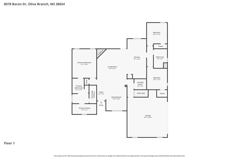 2,565/Mo, 8078 Baron Dr Olive Branch, MS 38654 Floor Plan View