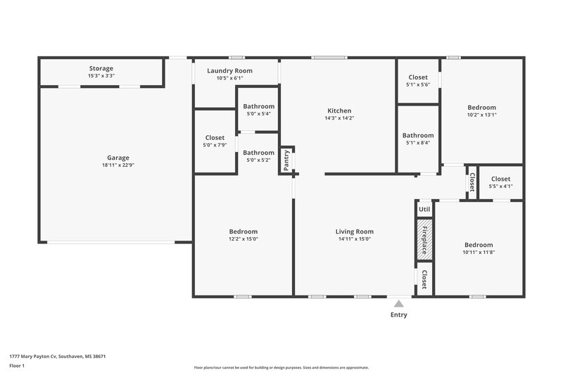 1,635/Mo, 1777 Mary Payton Cv Southaven, MS 38671 Floorplan View