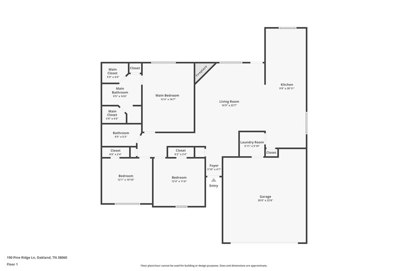 1,795/Mo, 190 Pine Ridge Ln Oakland, TN 38060 Floor Plan View