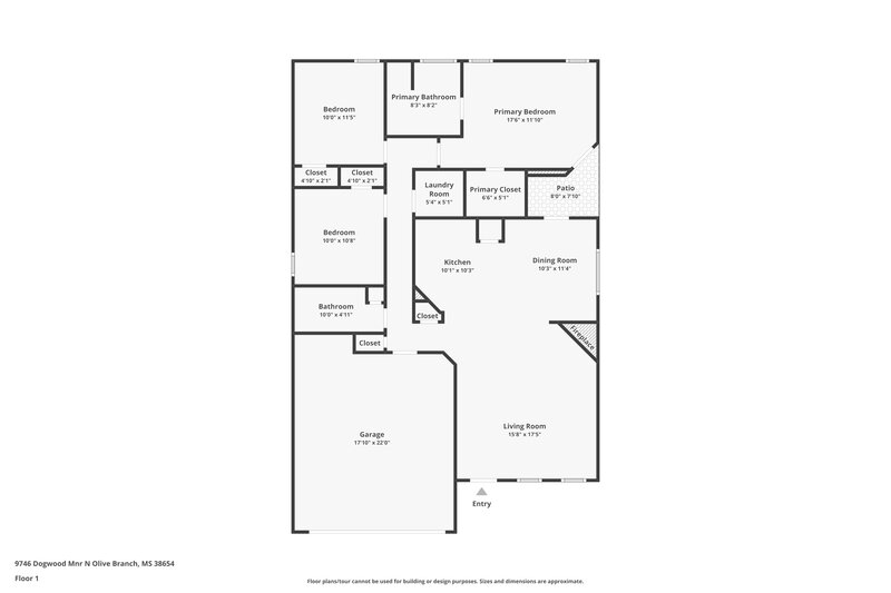 1,680/Mo, 9746 Dogwood Mnr N Olive Branch, MS 38654 Floor Plan View