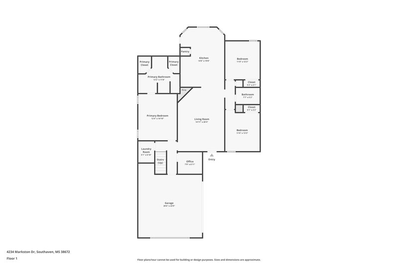 2,195/Mo, 4234 Markston Dr Southaven, MS 38672 Floor Plan View