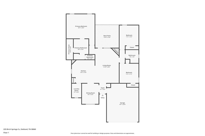1,885/Mo, 225 Birch Springs Cv Oakland, TN 38060 Floor Plan View