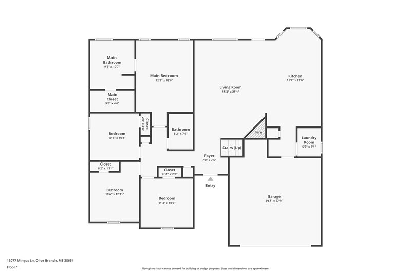2,375/Mo, 13077 Mingus Ln Olive Branch, MS 38654 Floor Plan View