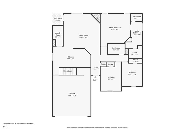 1,870/Mo, 1349 Shetland Dr Southaven, MS 38671 Floor Plan View