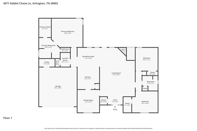 1,925/Mo, 4971 Rabbit Chase Ln Arlington, TN 38002 Floor Plan View