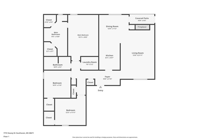 1,795/Mo, 7772 Stacey Dr Southaven, MS 38671 Floor Plan View