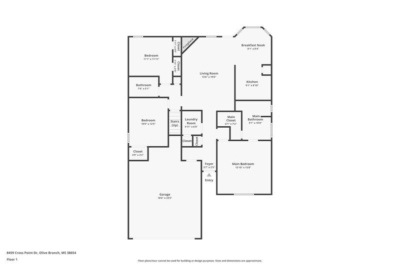 2,580/Mo, 8459 Cross Point Dr Olive Branch, MS 38654 Floor Plan View