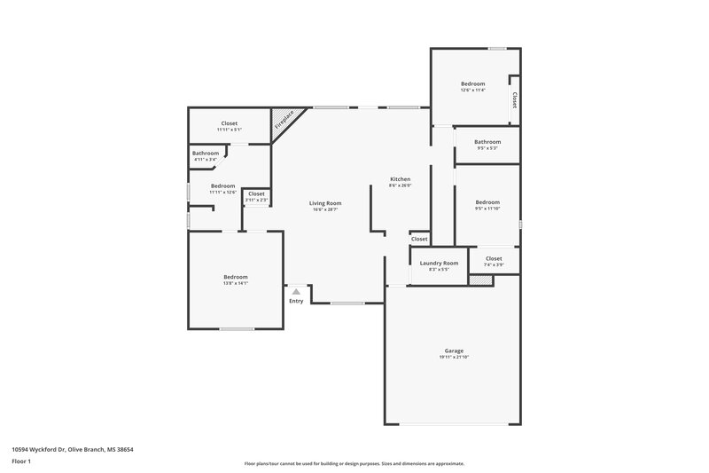 1,850/Mo, 10594 Wyckford Dr Olive Branch, MS 38654 Floor Plan View