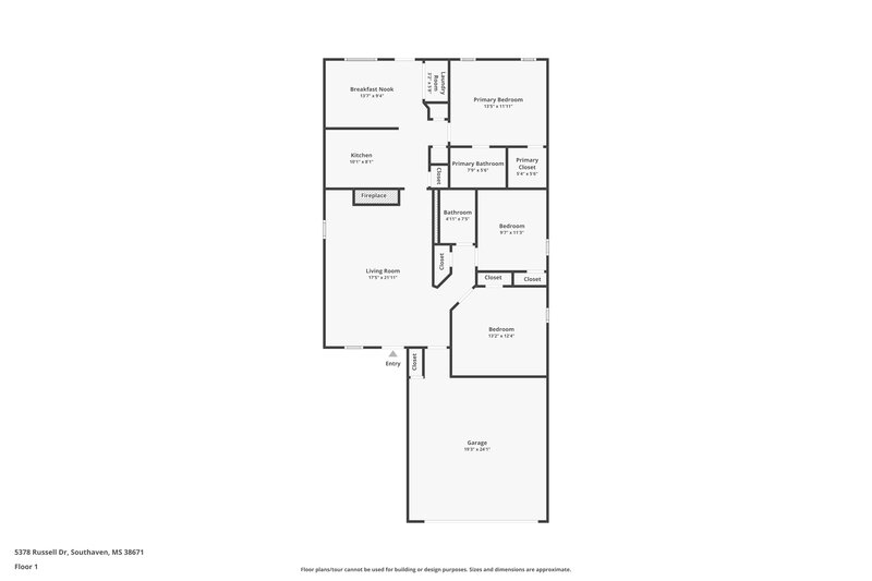 2,310/Mo, 5378 Russell Dr Southaven, MS 38671 Floor Plan View
