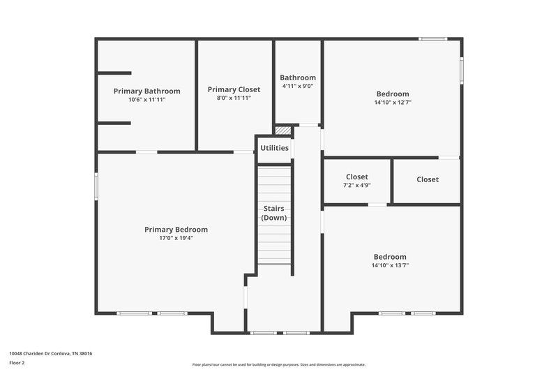 1,745/Mo, 10048 Chariden Dr Cordova, TN 38016 Floor Plan View 2