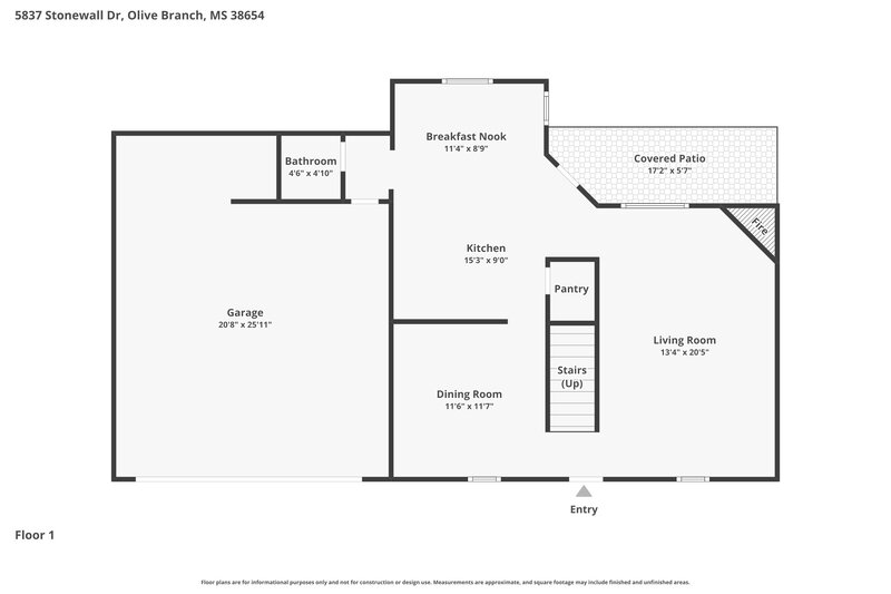 1,925/Mo, 5837 Stonewall Dr Olive Branch, MS 38654 Floor Plan View