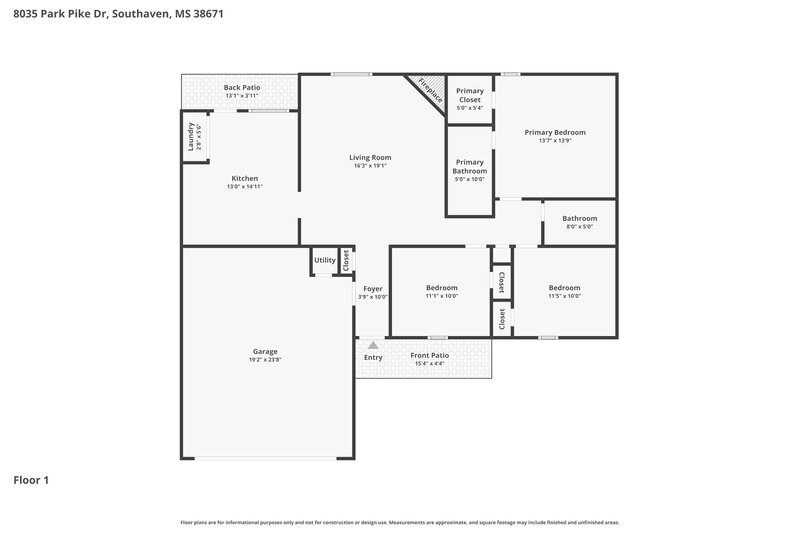 1,765/Mo, 8035 Park Pike Dr Southaven, MS 38671 Floor Plan View