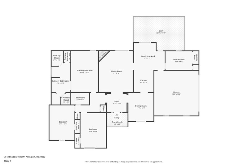 2,095/Mo, 7643 Shadow Hills Dr Arlington, TN 38002 Floor Plan View