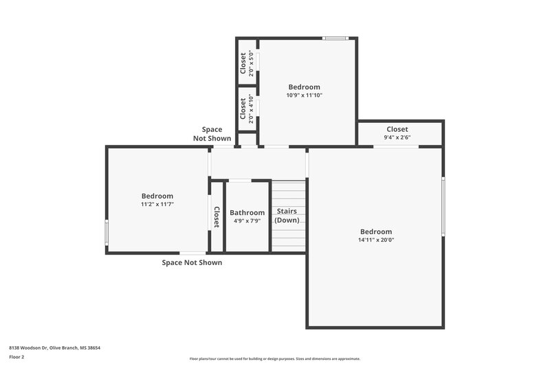 2,040/Mo, 8138 Woodson Dr Olive Branch, MS 38654 Floorplan View 2