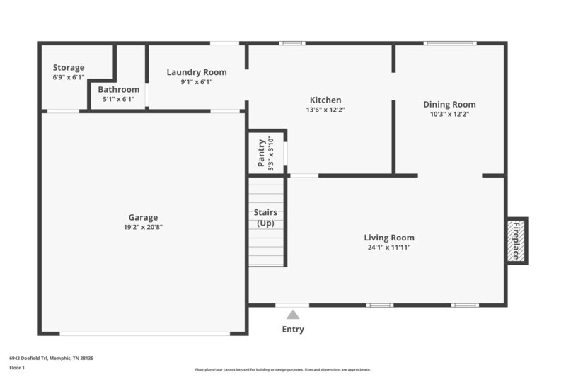 1,980/Mo, 6943 Doefield Trl Bartlett, TN 38135 Floorplan View
